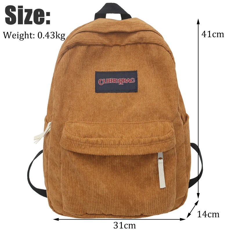 Cute Corduroy Fashion Woman Backpack Schoolbag For Teenage Girls Men Harajuku Female Preppy Style Bag Student Lady Book BagPack