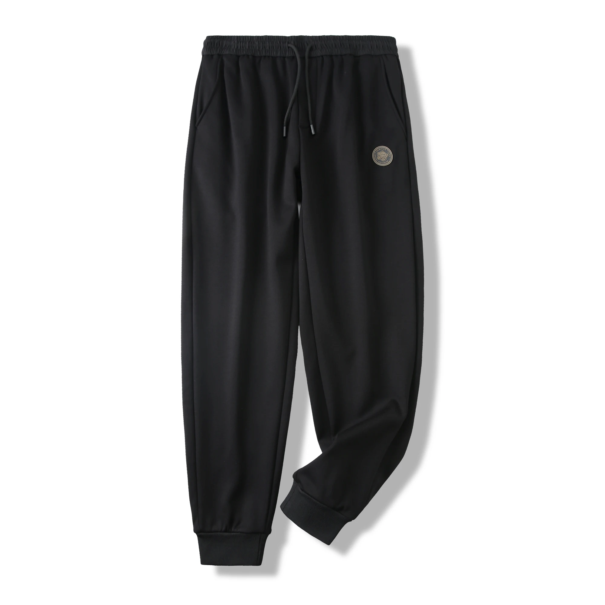 

Thiened Not-Flammable Fce Winter Men's Casual Sweatpants Elastic Waist Warm Cuffed Leisure Pants Cotton Nylon Spandex