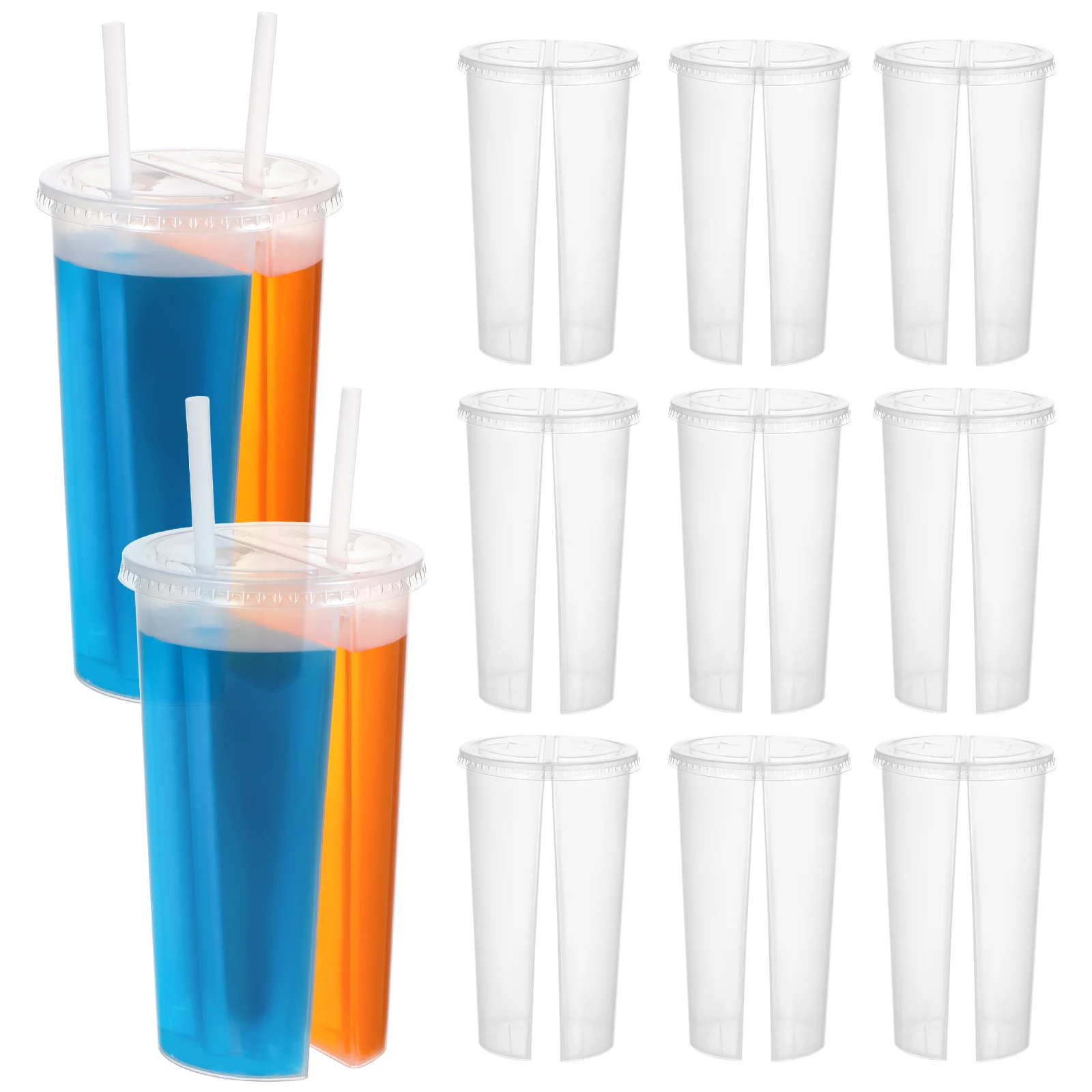 

20PCS Disposable milk tea cups Couple mugs Heavy Party Cocktail Tumblers Plastic Cocktail Glasses Plastic Drinking Cup Slush Cup