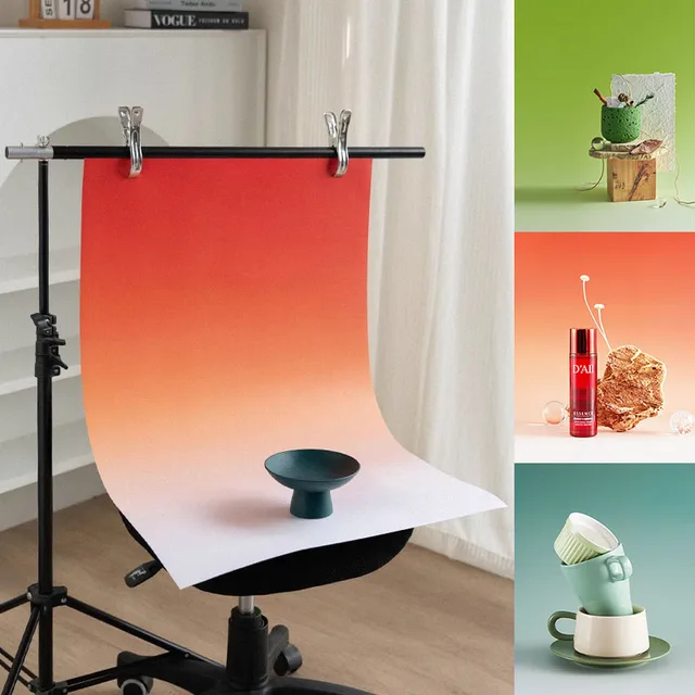 Gradientowe kolorowe tła fotograficzne 57 * 87 CM 2-stronne tła fotograficzne Tapety Studio Wodoodporne produkty Rekwizyty fotograficzne