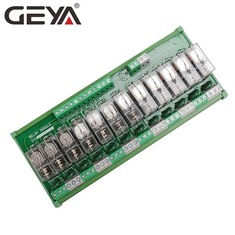 GEYA NG2R Din Rail 12 Group Relay Module Replaceable Relay Board 12VDC 24VDC SPDT RELAY