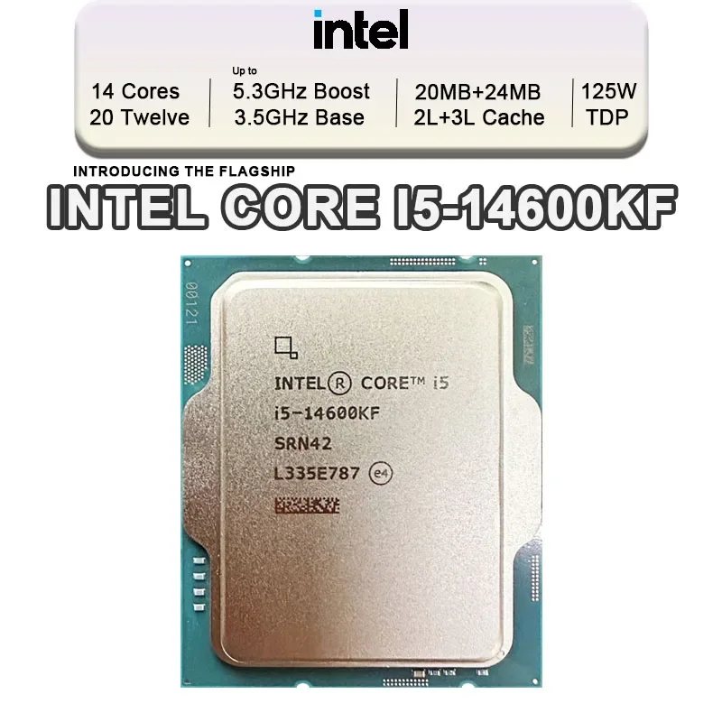 Intel Core i5 i5 14600KF s (14th gen) 3.5GHz 14-Core 20-Thread CPU L3=24M 125W LGA 1700 New but without Cooler