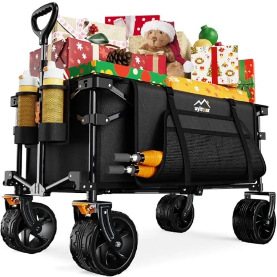 

Складная тележка-вагон для тяжелых грузов, складная пляжная тележка с большими колесами для песка, универсальная тележка для продуктов с боковым карманом