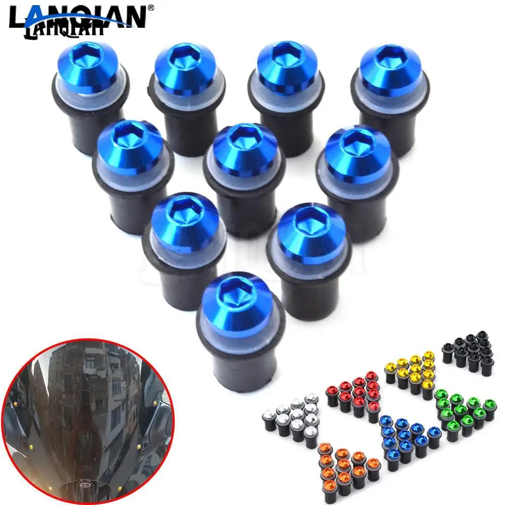 10 X Fairing Wind Screen Screw Bolt Kit Windshield Mounting Nut Wellnut For yamaha yzf r6 FZ 6R FZ1/ABS mt10 2005 2006 2007-2017