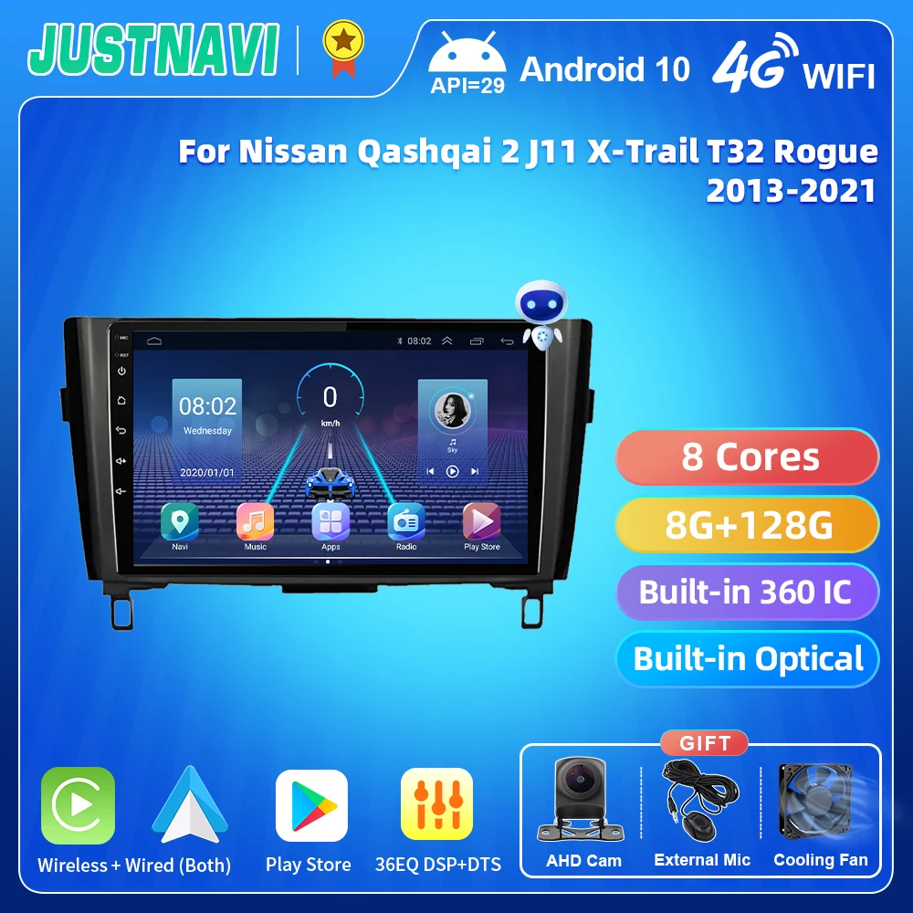 

JUSTNAVI QT5 Android For Nissan Qashqai 2 J11 X-Trail T32 Rogue 2013-2021 Car Radio Stereo Multimedia Navigation Player