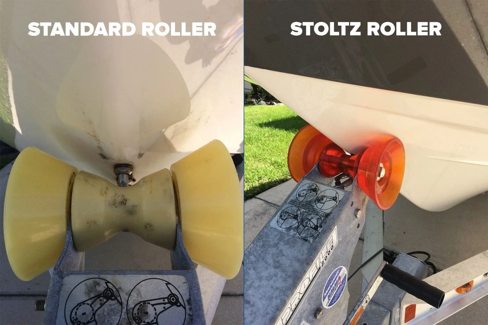 Nuevo rodillo de poliuretano de 3,5 "con campana para remolques de barcos marinos Shoreland'r RP-335