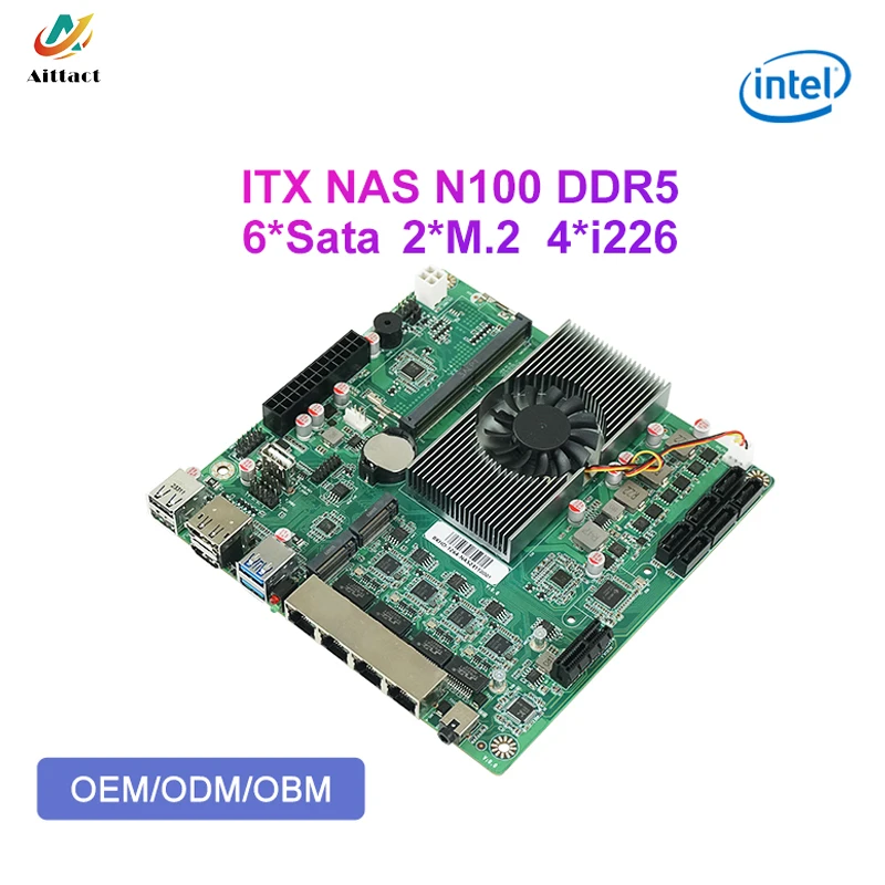 Scheda madre NAS Intel N150 N100 di 12a generazione 6 alloggiamenti 6 * SATA3.0 4 * 2.5G i226 PCIE X1 1 * DDR5 4800 MHz Scheda madre Firewall ITX con percorso morbido