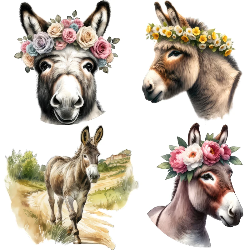 Three Ratels QB47 Funny rural wild donkey cartoon stickers for home decoration kid's bedroom wall stickers  car decals