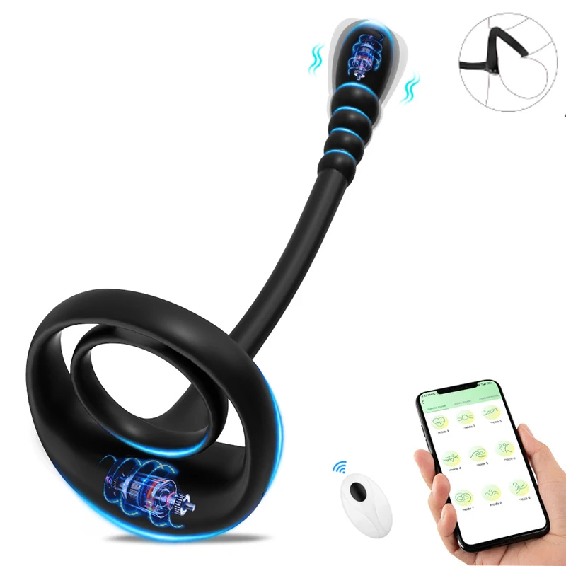 Vibratore perline anali Plug anale anello del pene per l\'uomo App telecomando anello del cazzo vibrante massaggiatore della prostata maschile