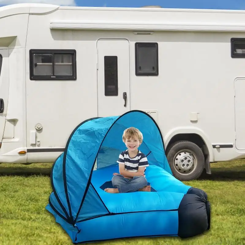 Inflatable Sofa Air Recliner Sofa With Tent Windproof Air Pump Free Lounger UV-Resistant Fishing Camping Outdoor Party Picnic