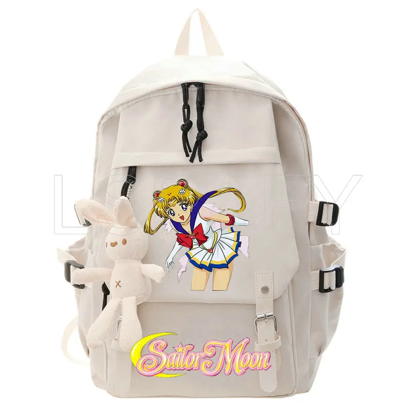 Sailor Moon Girl School Backpack Female Large Capacity Kawaii Back Pack Mochila Pink Women Bagpack Nylon Cartoon Schoolbag