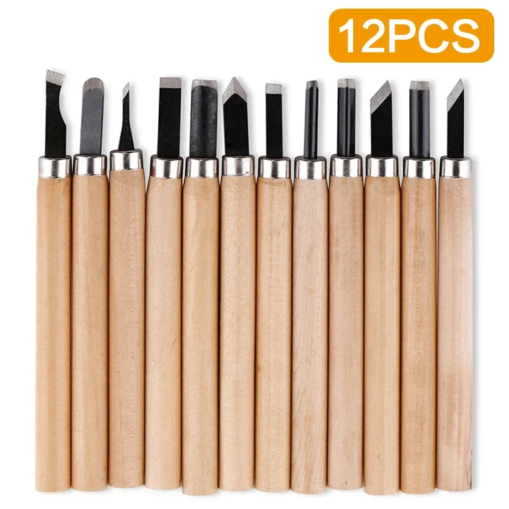 STONEGO Woodworking Hand Chisel Set, 3/6/12PCS, Wood Carving Tool for Woodworkers, Gouges Included