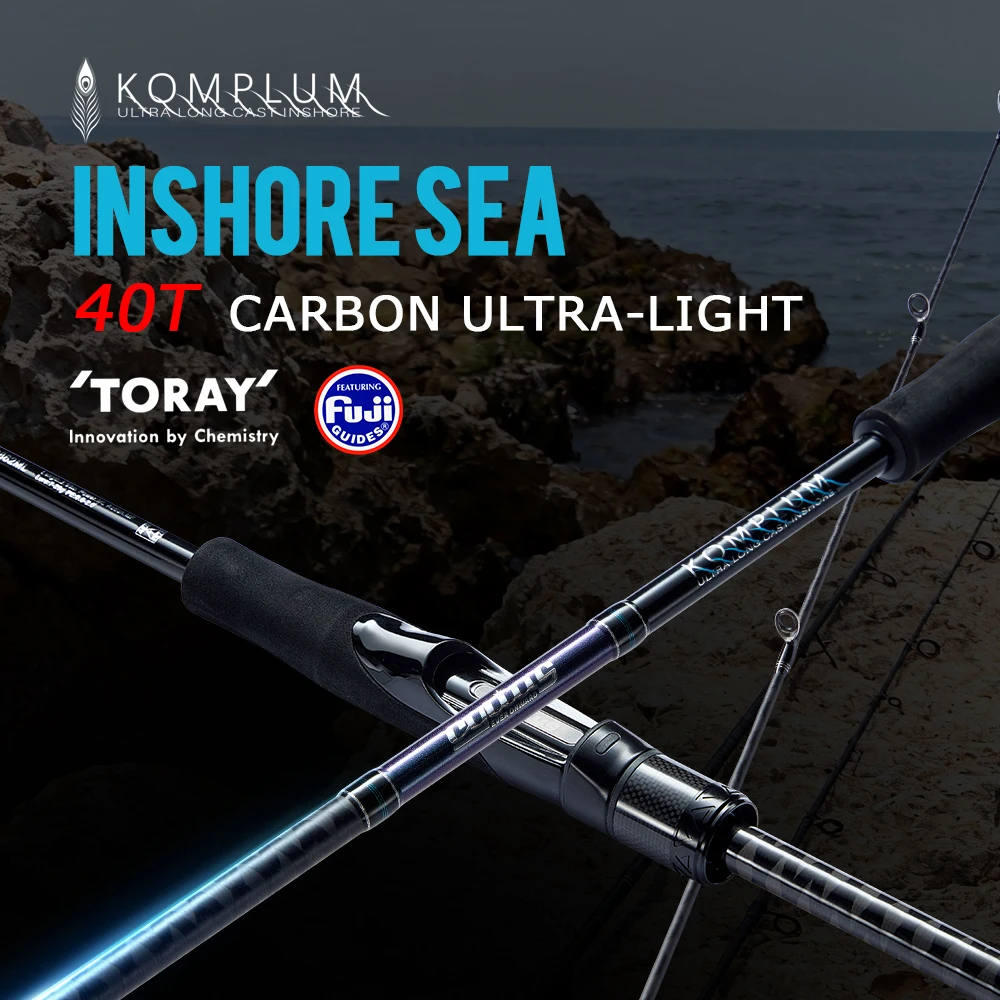 SOLOKING KOMPLUM Inshore Sea Bass Pike Angelrute 40T Carbon Ultralight Fuji O+A Ring 2 Abschnitt Salzwasser Spinning Angelrute