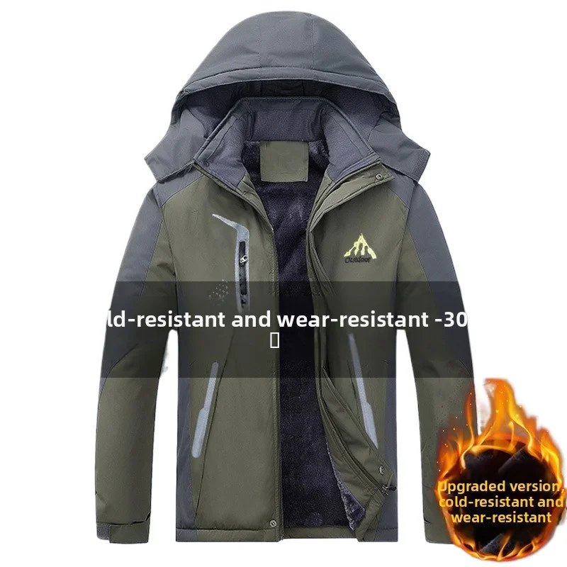 

Новинка 2025, мужская зимняя уличная куртка на утолщенной флисовой подкладке, рабочее пальто с хлопковой подкладкой, ветрозащитная хлопковая куртка больших размеров