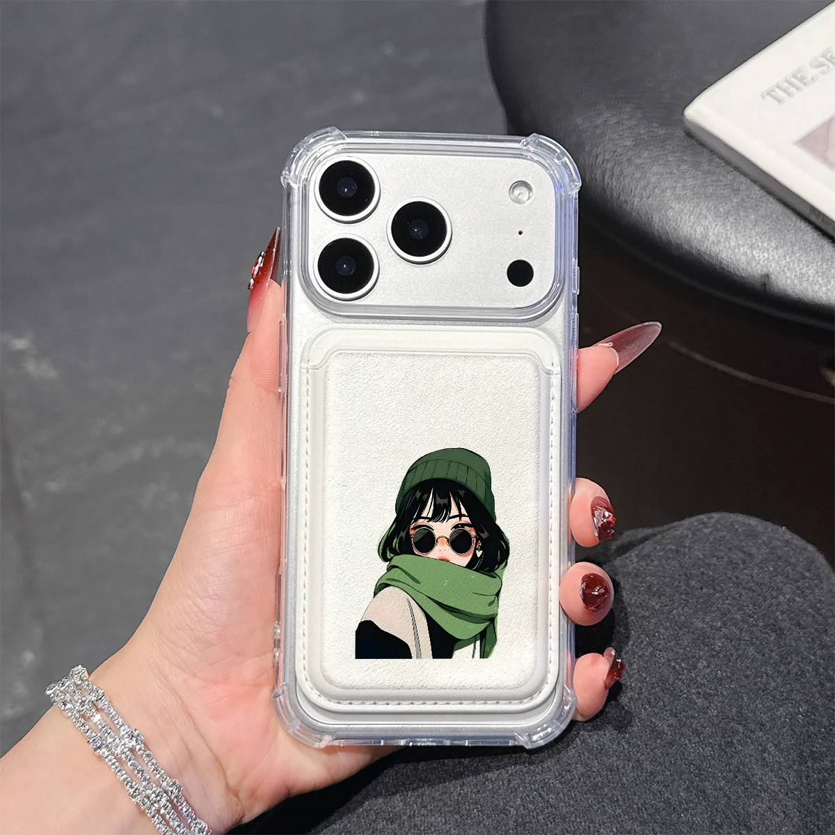 Cool Girl Phone Case For iPhone 17 16 15 14 13 Pro Max Plus Wallet Pocket Transparent Soft TPU for Magnetic Phone Case