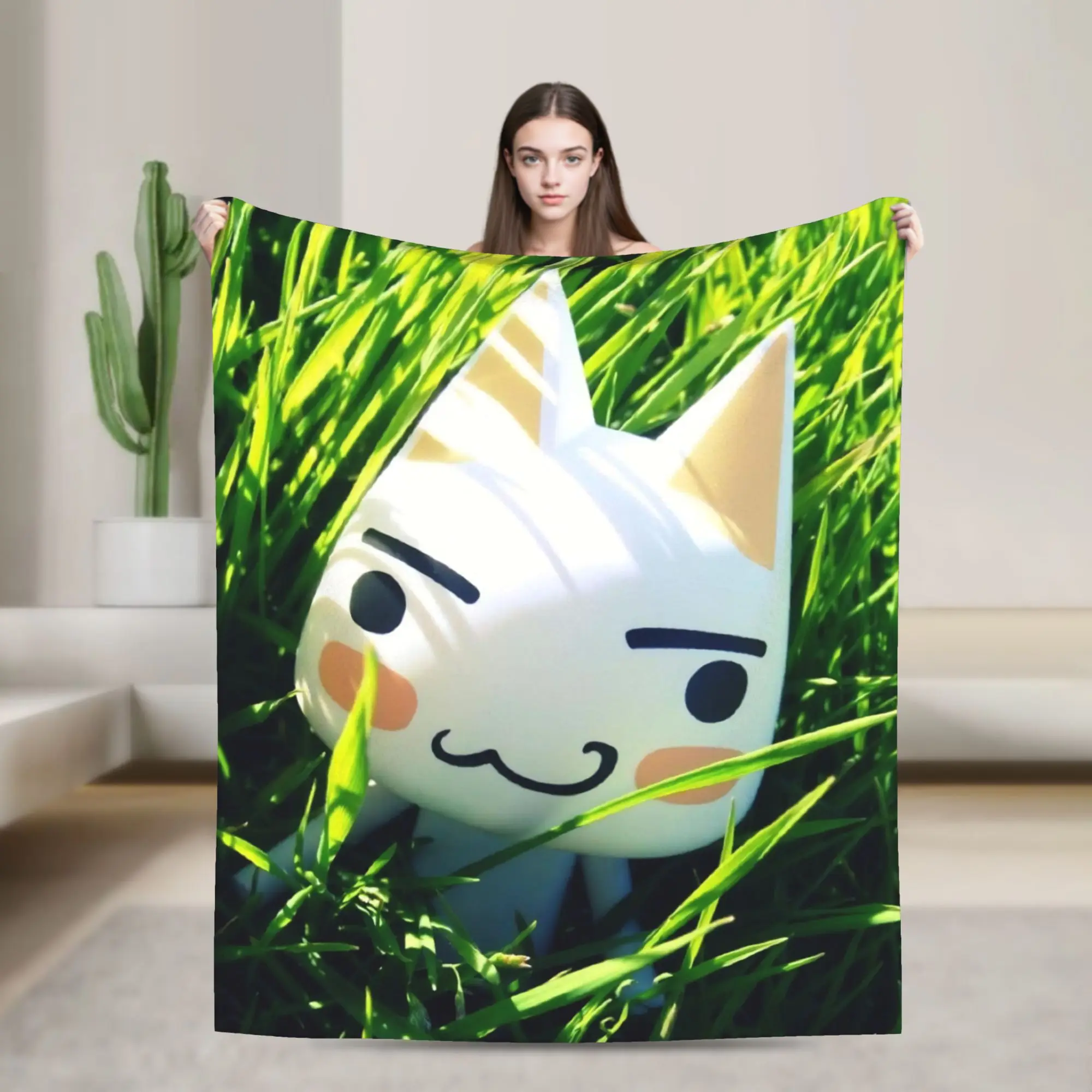 Toro Inoue Cat Flannel Throw Blanket Kawaii Neko Blankets for Bed Couch Super Soft Bedding Throws,