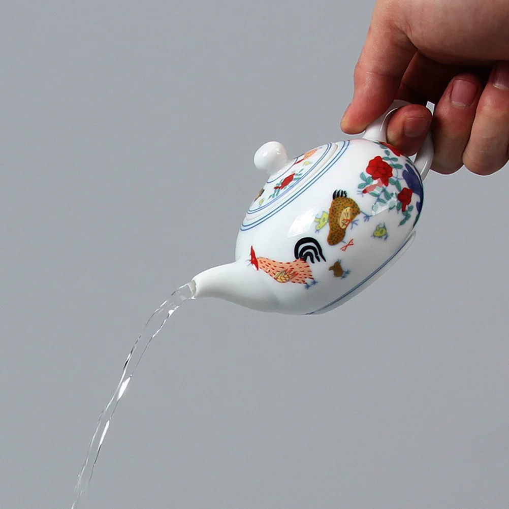 Ceramic Hand Painted Teapot Handheld Teapot Retro Tea Kettle for Tea House Chinese traditional colorful chicken cup and teapot