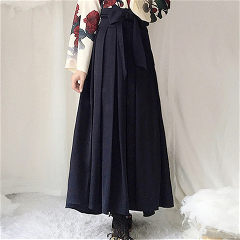 Girls Japanese Style Retro Kimono Yukata Long Sleeve Party Dress Woman Floral Samurai Tops Robes Bow Belt Skirt Haori Outfit Set