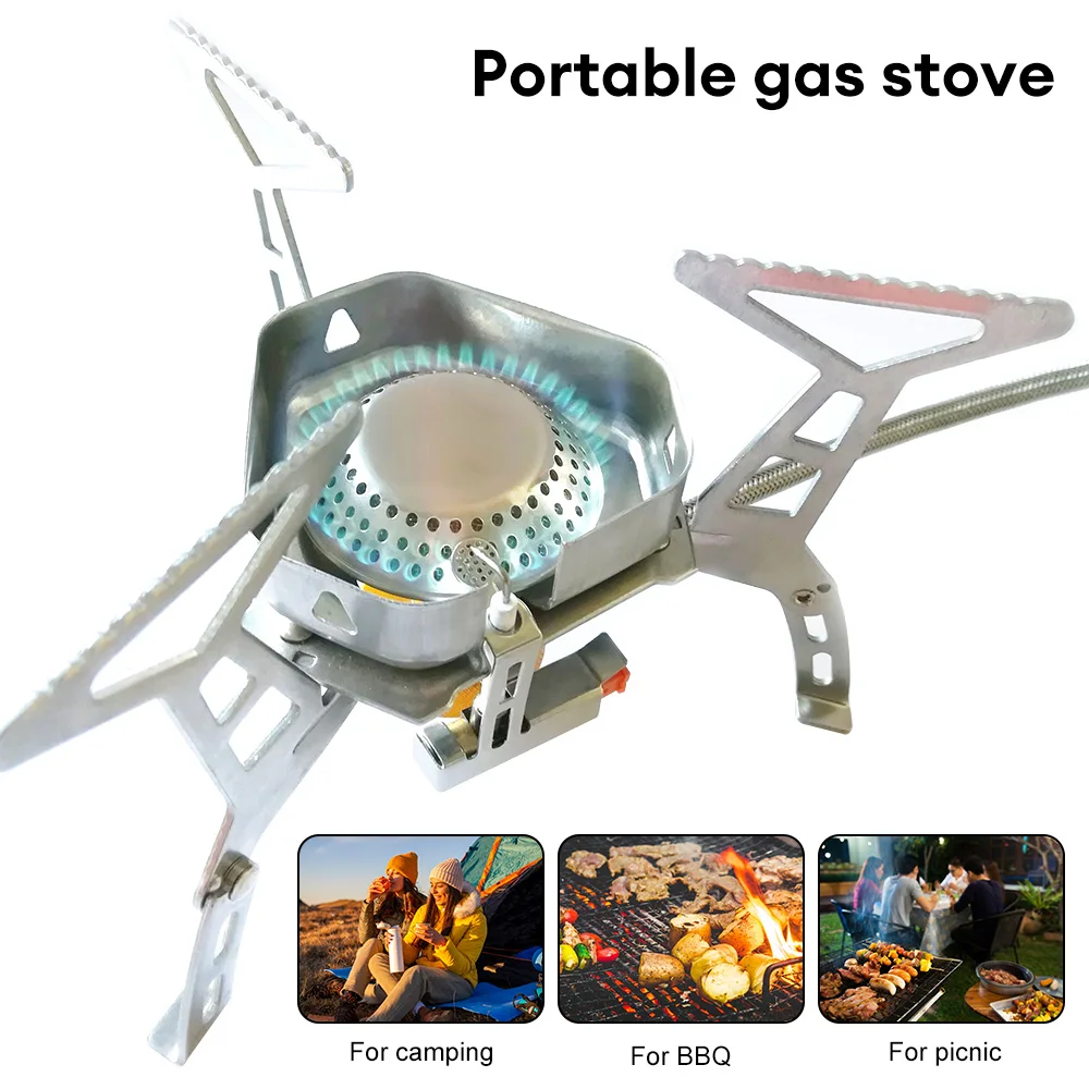 

Outdoor Camping Gas Stove Windproof Gas Burner Portable Picnic BBQ Cooker Food Heater for Backpacking Hiking Survival Trips