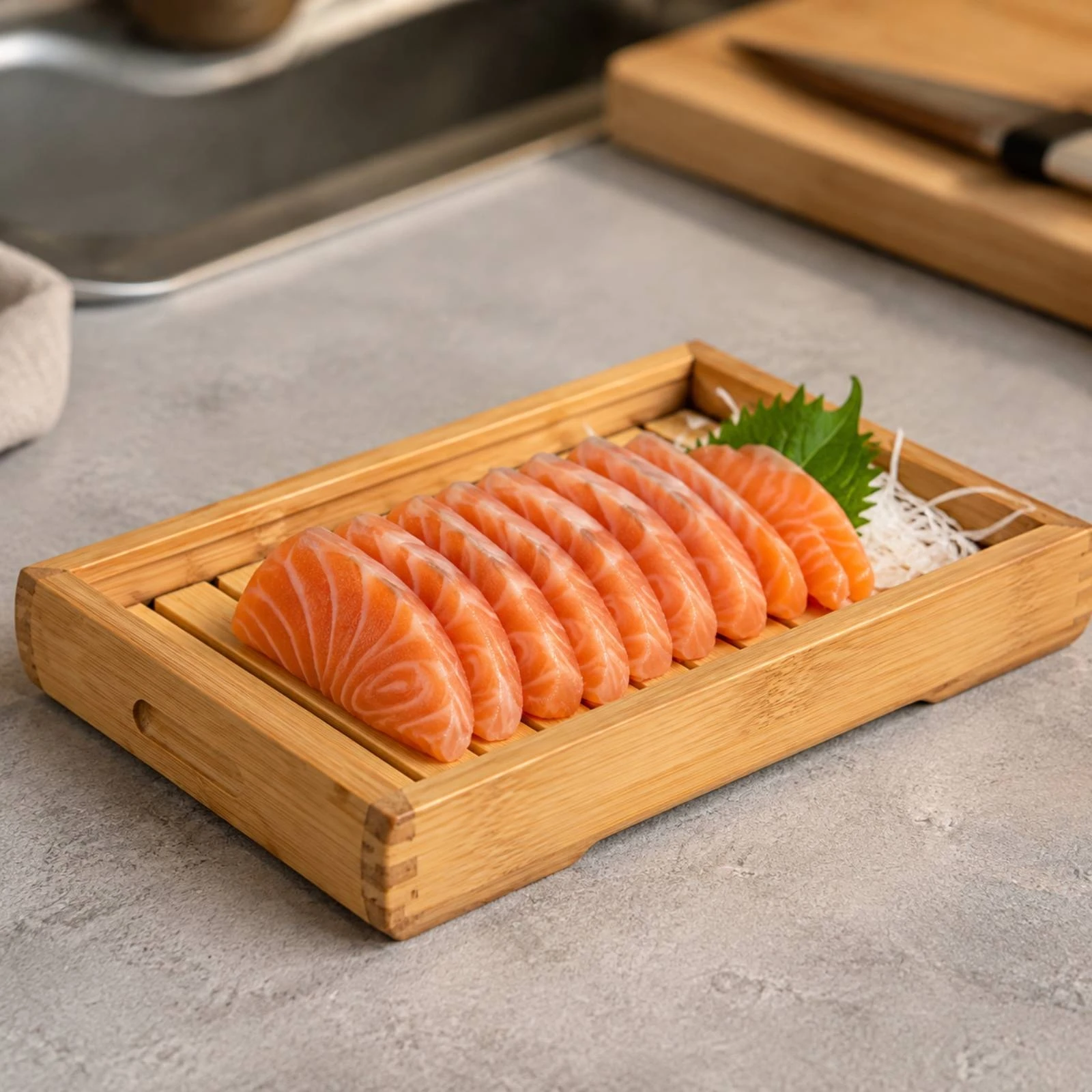 Bamboo Sushi Platter Eco-Friendly Bamboo Seafood Platter with Handholds Natural Long-Lasting for Restaurant Owners