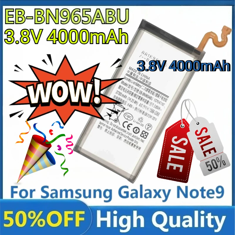 

Для Samsung Galaxy Note 9 N960U SM-N9600 SM-N960F N9600 SM-N965F Новый высококачественный сменный аккумулятор 4000 мАч EB-BN965ABU