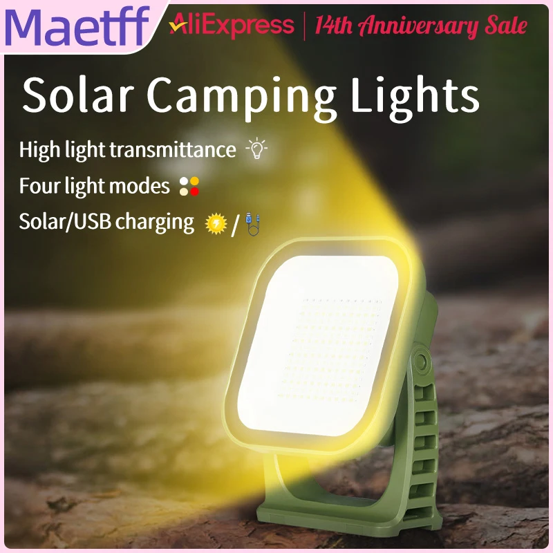 

Maetff Solar Camping Lantern 9000mAh 50W High Power Portable Flashlight Rechargeable Lamp Outdoor Work Spotlight Floodlight