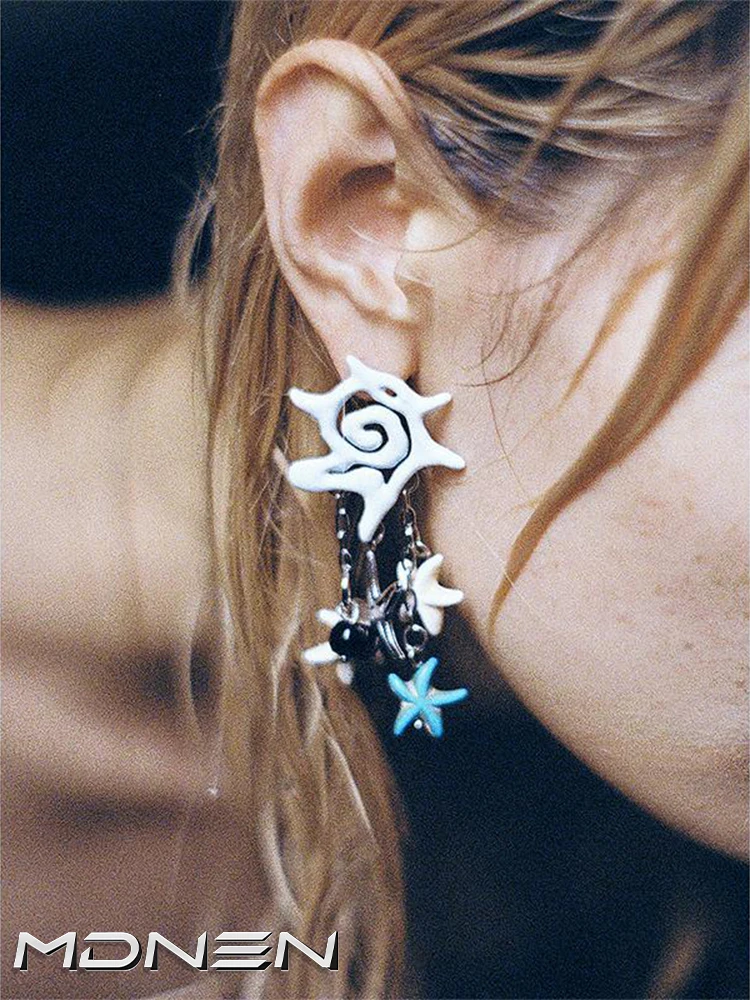 

2024 New Twist Spiral Starfish Tassel Earrings For Women Y2k Goth Jewelry Party Gifts