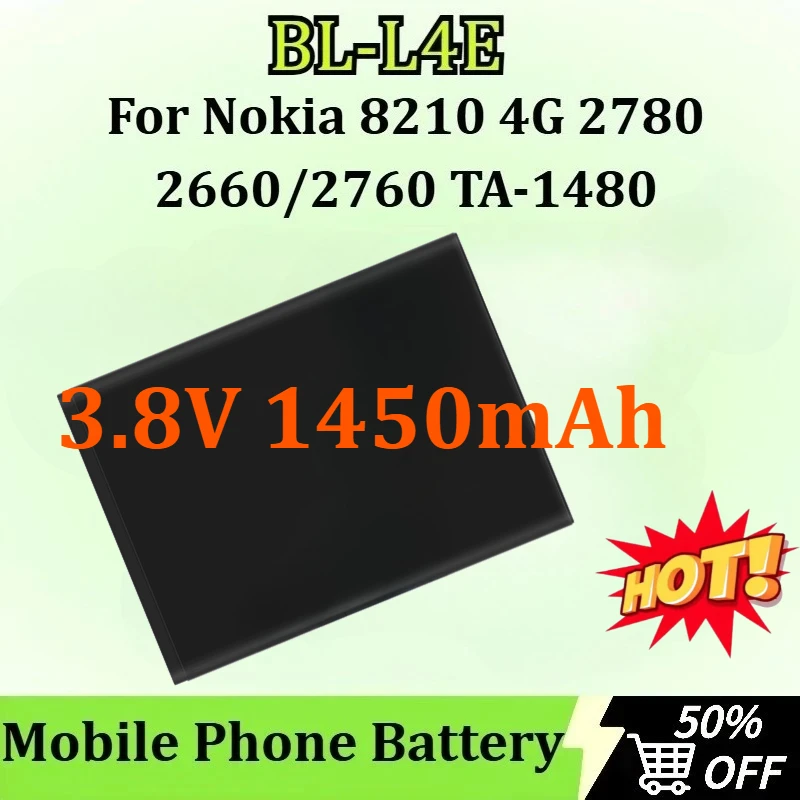 

BL-L4E High-Capacity 3.8V 1450mAh 5.5Wh Mobile Phone Battery for Nokia 8210 4G/ 2780/2660/2760 TA-1480 Flip Replacement