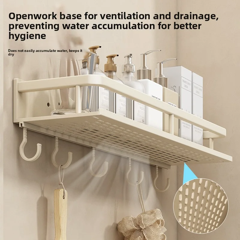 AOBT Luxury Wall-Mounted Bathroom Storage Rack No-Drill Storage Rod Wall Rack for Kitchen Organization And Home Decor