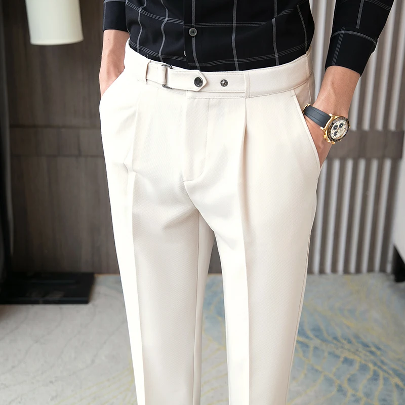 

Men's Spring Autumn Pants High Quality Slim Fit Suit Pants For Men Clothing Ankle Length Business Casual Formal Trousers Mens 36
