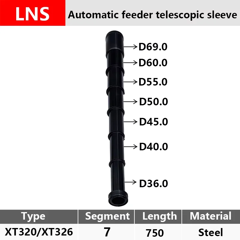 750L Telescopic Sleeve LNS XT320/326 S2 Fedek Automatic Bar Feeder Parts