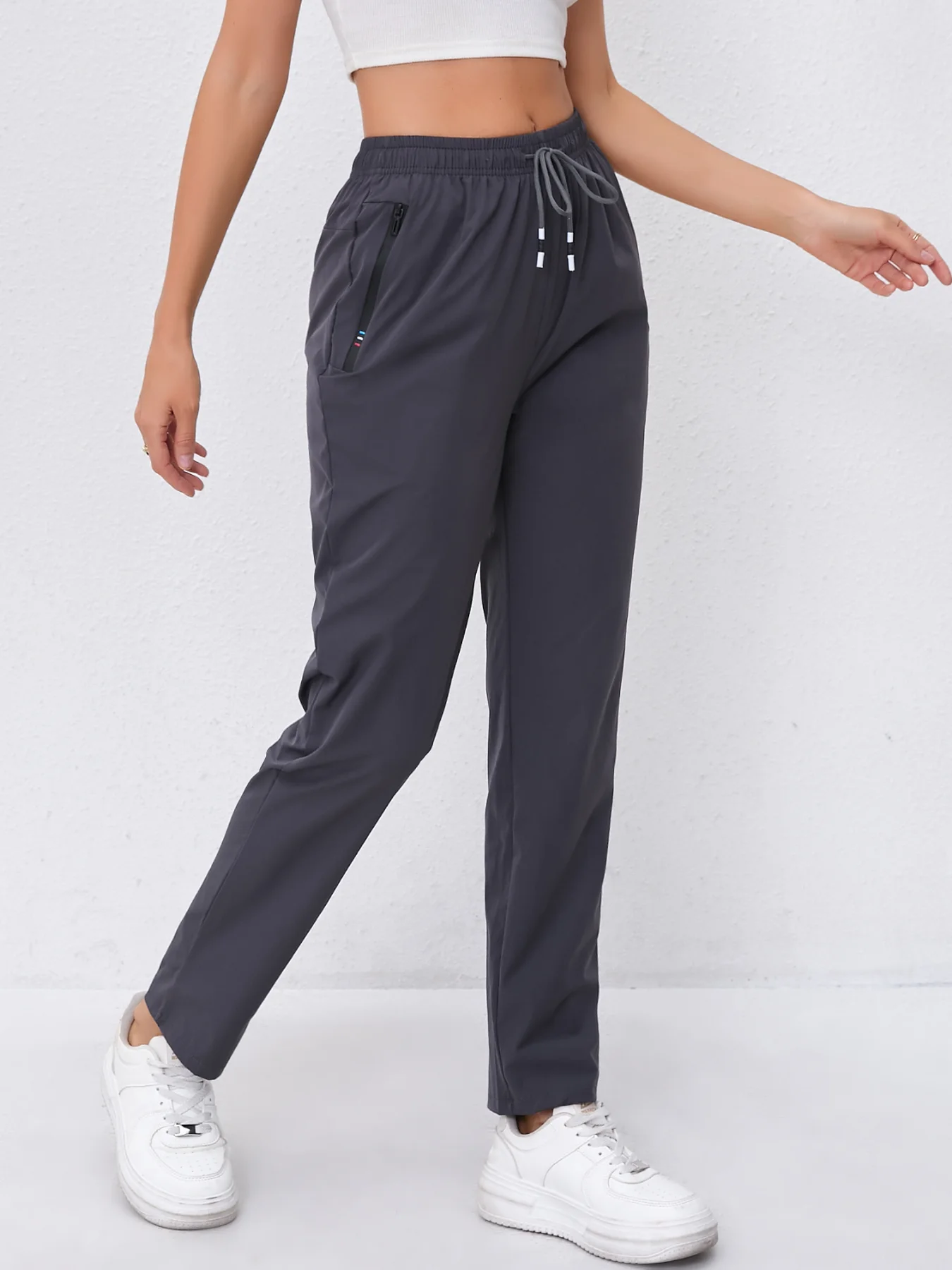 High-waist Slimming Drawstring Joggers Dual Side - Image 2