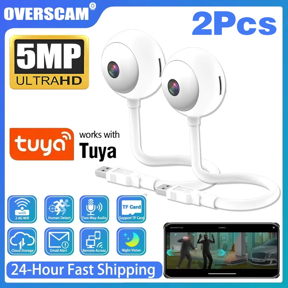 Mini 5MP WiFi Camera Indoor 2K Security Camera for Baby Monitor Wireless USB Plug IP Surveillance AI Auto Tracking Babe Cam Tuya