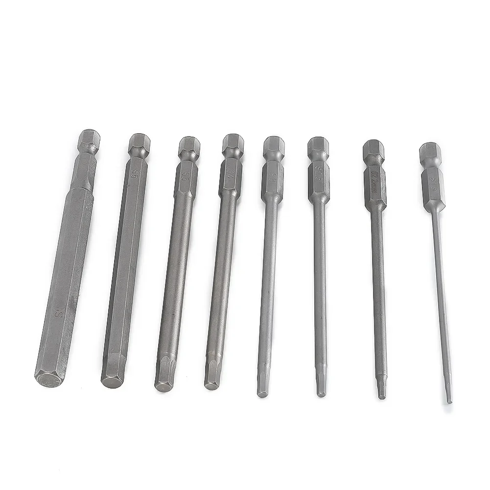 ~8PCS Hex Head Bits Set Drill~ Bit Metric Wrench Screwdriver Socket ~1/4\"Shank 100mm Electric ~Hexagonal Bit Screwdriver Tool