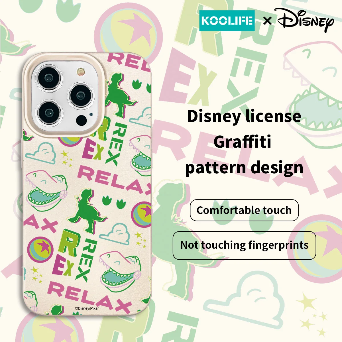 Koolife Rex Disney Genuine Authorized Soft Tpu Leather Phone Case Anti-Fall Protection for iPhone 11 12 13 14 15 16 Pro Max