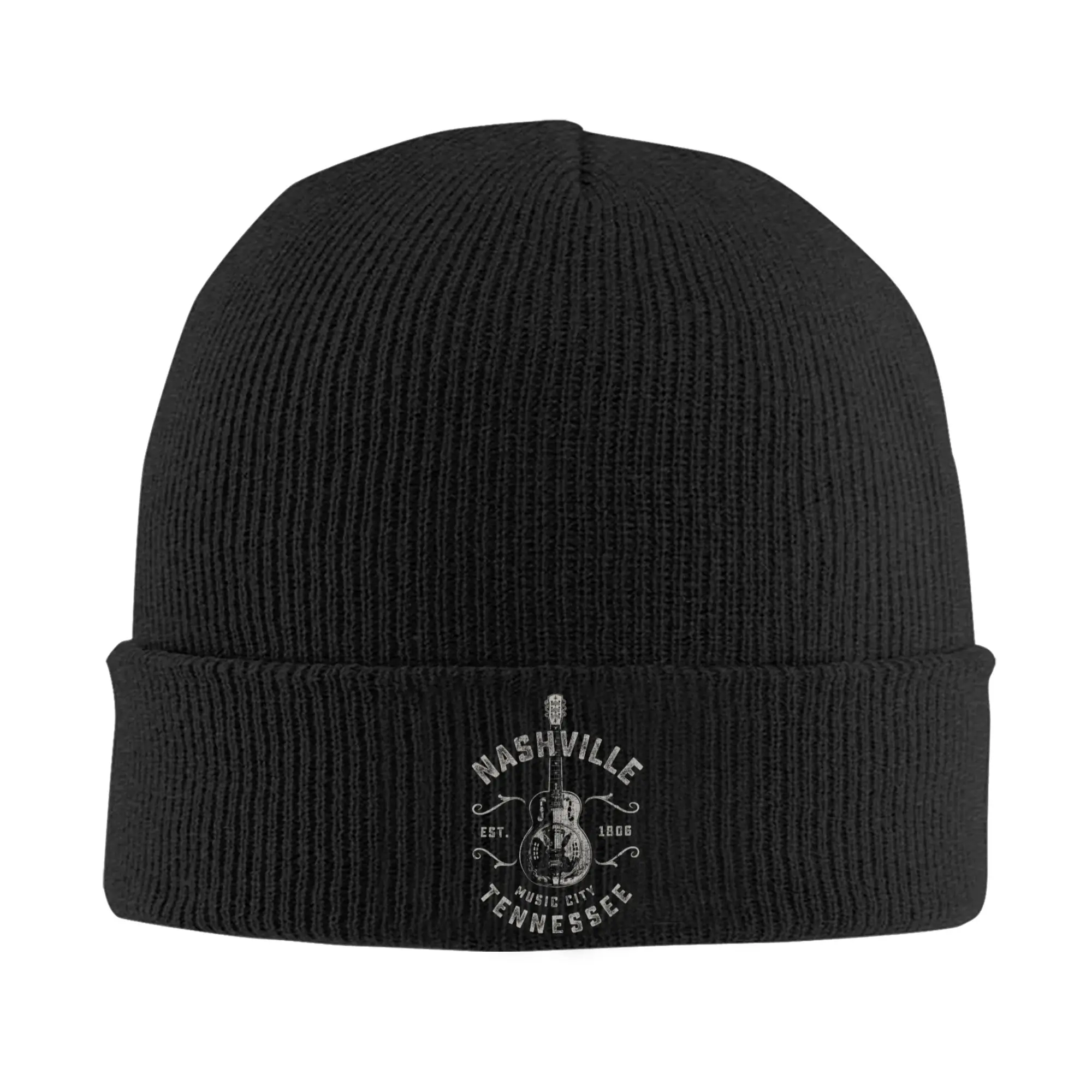 Nashville Tennessee Country Music Knitted Hats Autumn Winter Skullies Beanies Street Guitar City Cap Acrylic Fashion Bonnet