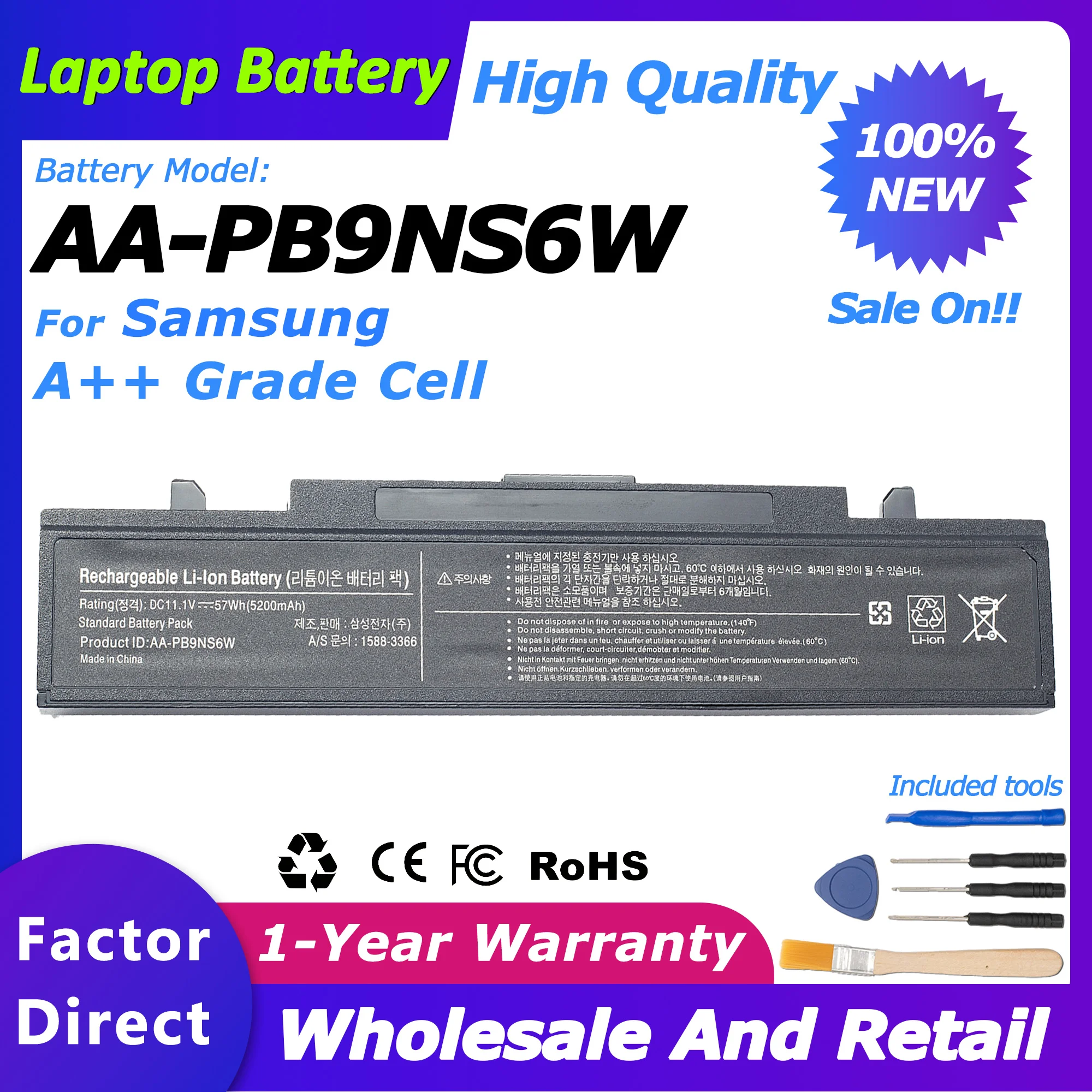 

AA-PB9NS6W Laptop Battery for Samsung AA-PB9MC6B/AA-PB9NC6B series AA-PB9MC6W/AA-PB9NC6W/E