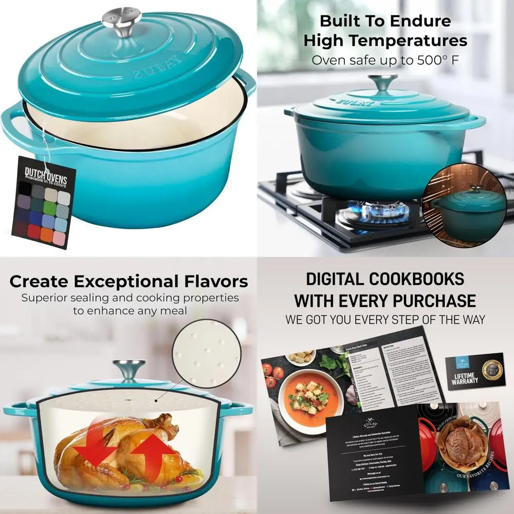 

Enameled Cast Iron Dutch Oven 6 Quart - Heavy-Duty Cookware, Oven Safe to 500°F, Premium Durability & Long-lasting Kitchen Essen