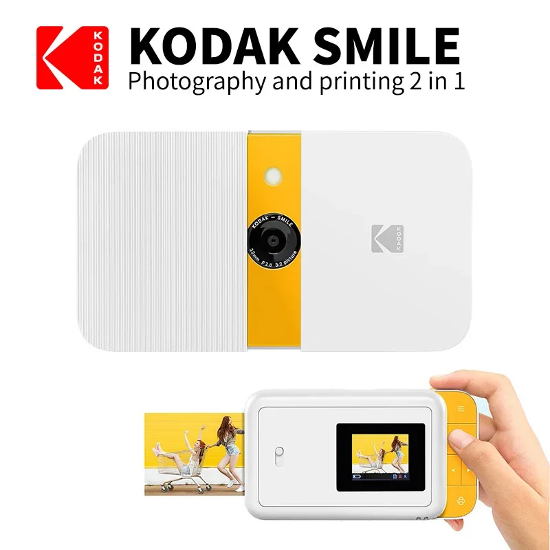 Kodak Smile instant digital camera printer with flash 2\'\'×3\'\'inch zink film paper soft case kit