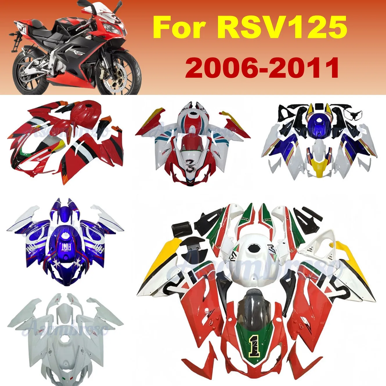 Fairing kit for Aprilia RS4 RS125 2006 2007 2008 2009 2010 2011 RSV 125 Colorful fairing kit