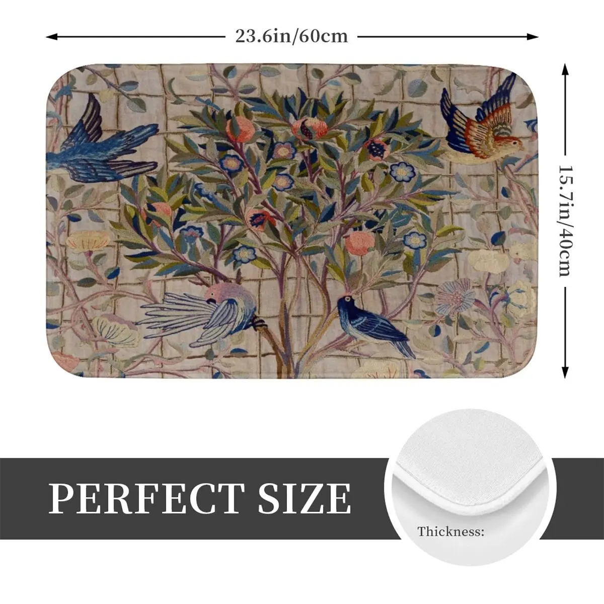 William Morris Kelmscott Trellis Embroidery Anti-slip Doormat Floor Mat Durable Carpet Rug for Home Living room Footpad Mats image 2