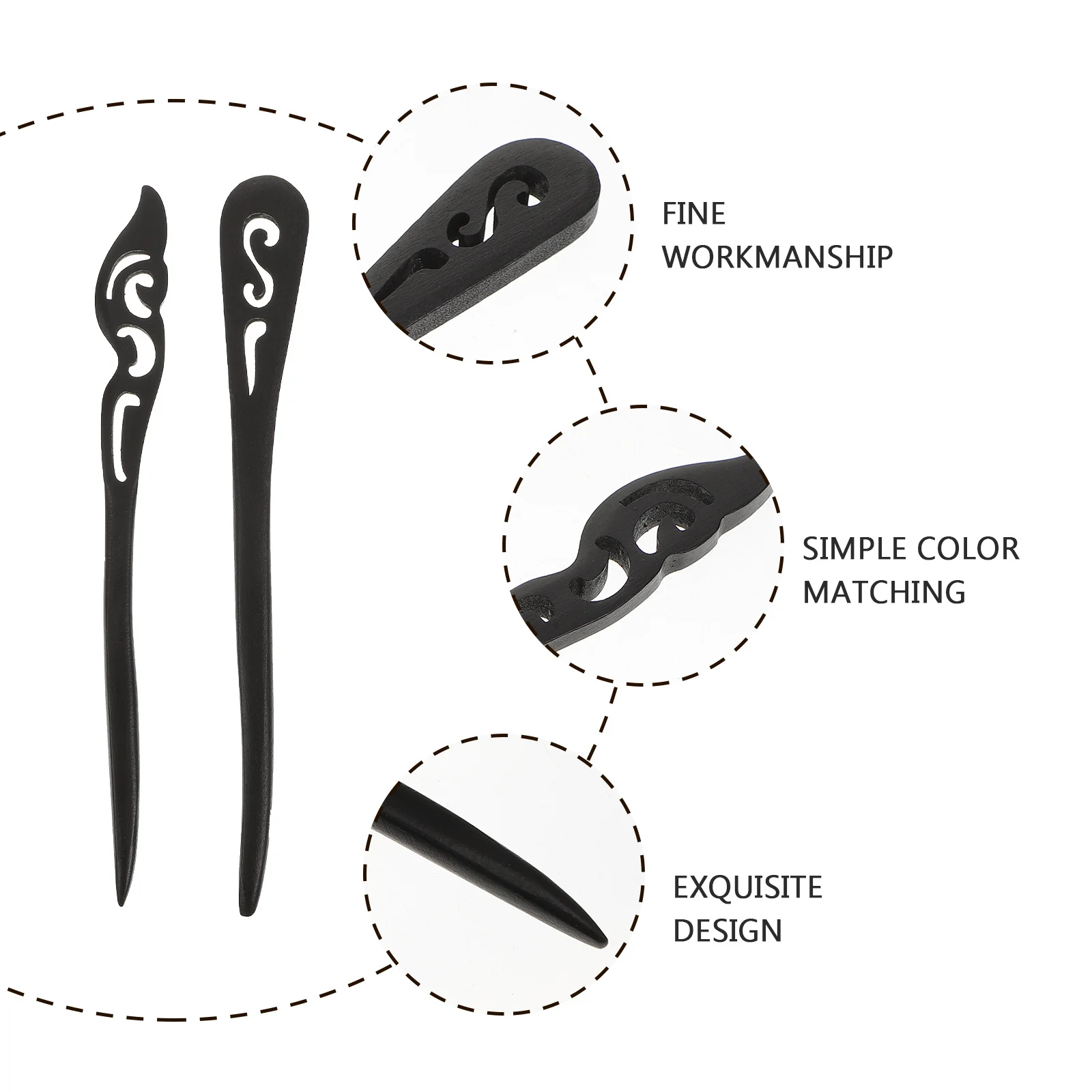 

2pcs Imitated Ebony Hairpin Traditional Wood Hair Pin For Women Vintage Stylish Hair Accessory Retro Headdress Party Prom