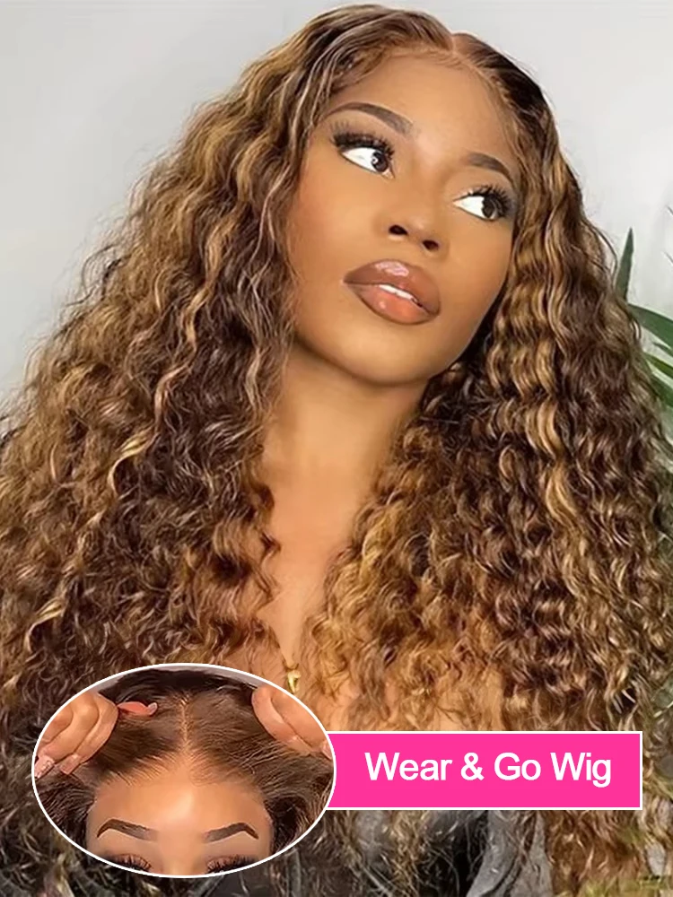 

Highlight Ombre Lace Frontal Wigs Curly Wig Pre Cut No Glue Wear and Go Glueless Wig Human Hair 13x4 13x6 HD Lace Frontal Wigs