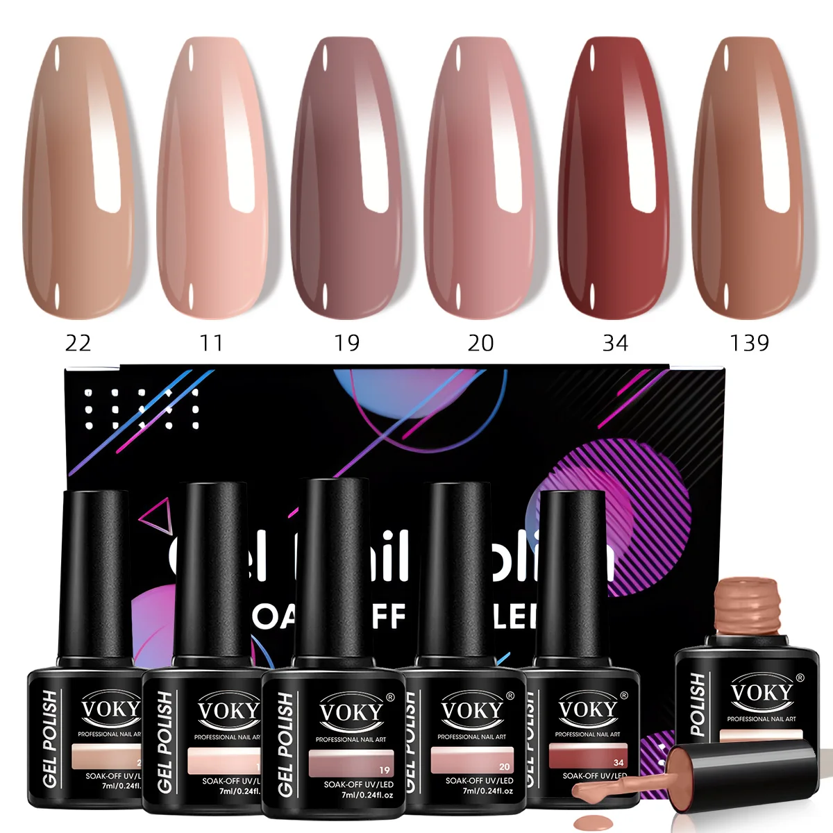 VOKY 6-teiliges Nagelset, geeignet für alle Jahreszeiten, geeignet für DIY-Nagelkunst-/Fußpflegesets, mit glatter Textur für Feiertagsnägel