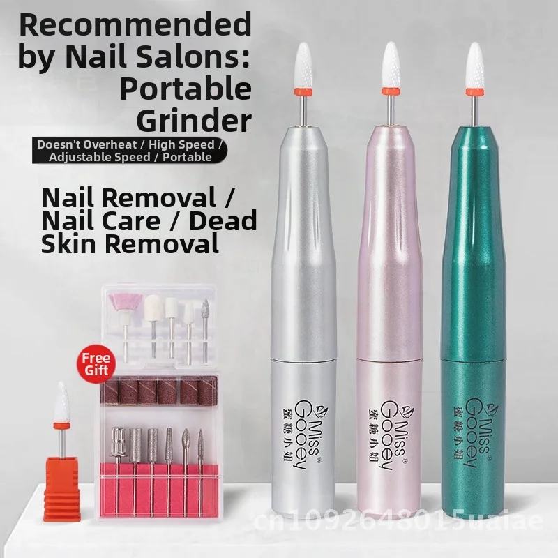 Draagbare elektrische nageldemontageschuurmachine Speciale polijstpen voor nagelwinkels - Roze Zilver Wit Slijpkop