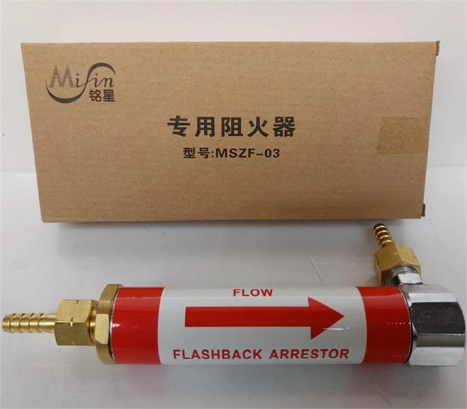 

Gas specific flame arresters for flux generators, backfire arresters, one-way check valves