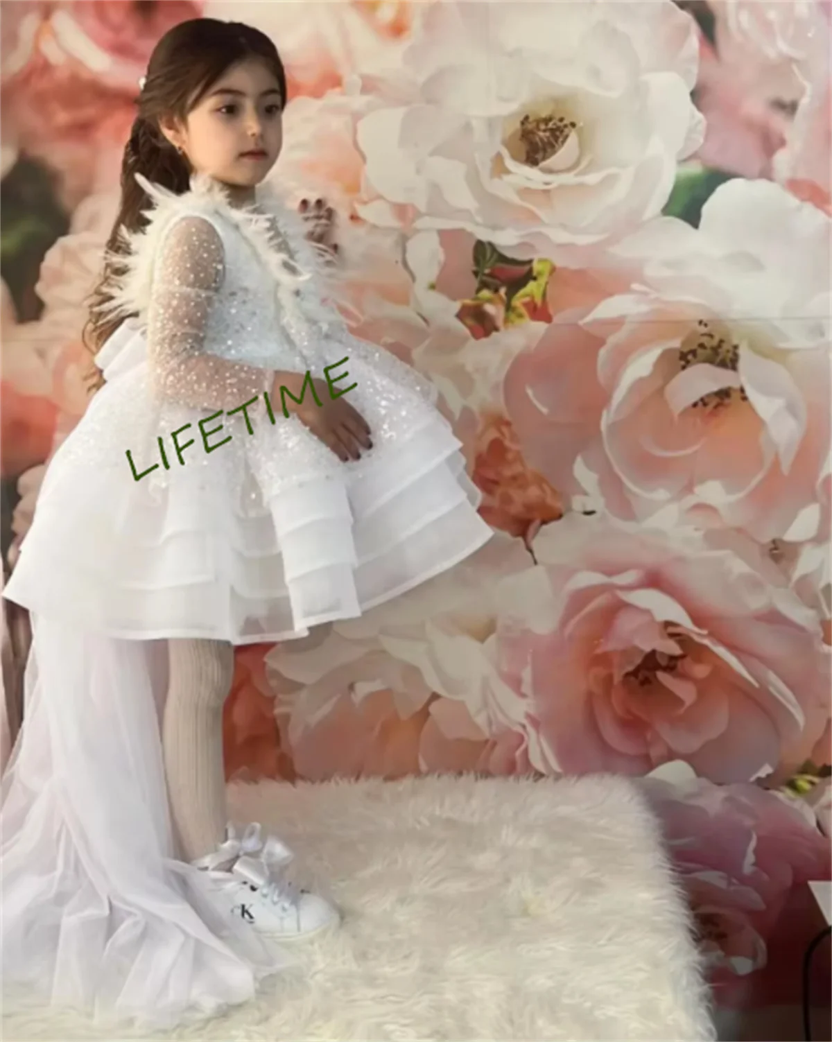 Flower Girl Dress Luxury Beaded For Wedding Ruffles Floral Pageant Gowns Tulle Ball Kids Birthday Gift Dresses Custom Size