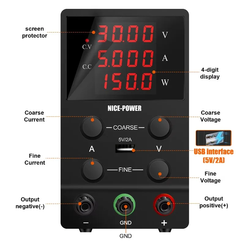 POWER SPS305 30V 5A 신형 4자리 스위치형 실험실 DC 전원 공급기 조정 가능한 디지털 디스플레이 실험실 전원 공급 장치 0.001A