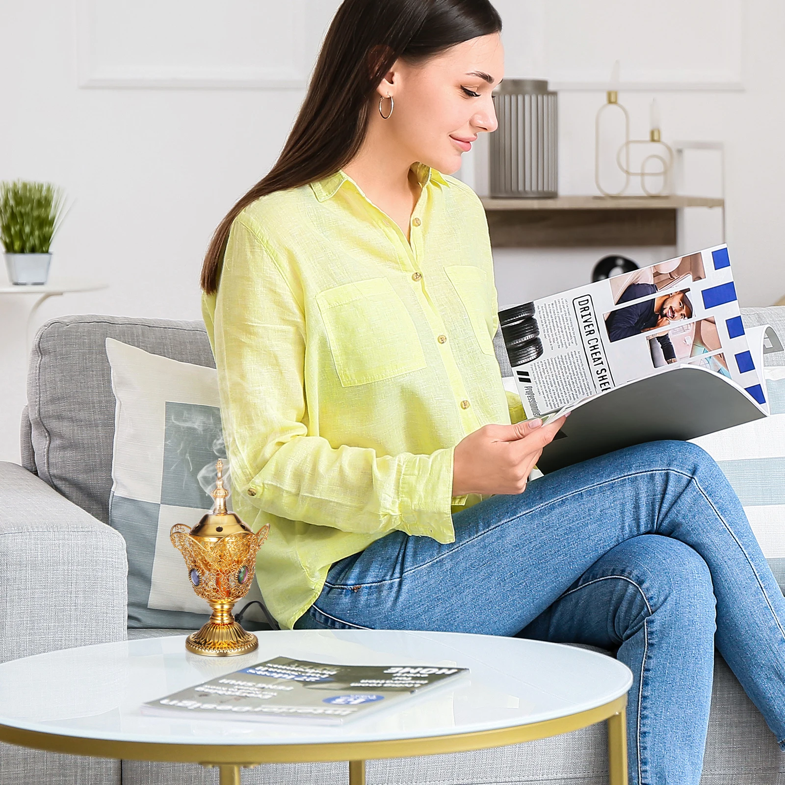 

Incense Burners Electric Metal Censer for Indoor Aroma Therapy Decoration Gift