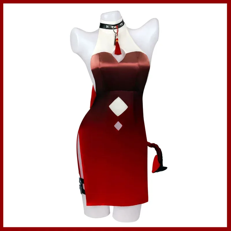 Juego Arknights W Wisadel disfraz Cosplay celebración noche rojo estilo chino Qipao Cheongsam vestido mujer Sexy traje de Carnaval; 2'a